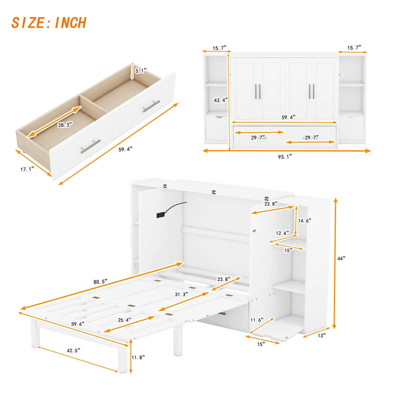 Murphy Bed With Shelves, Drawers And USB Ports by HouseOfZazla