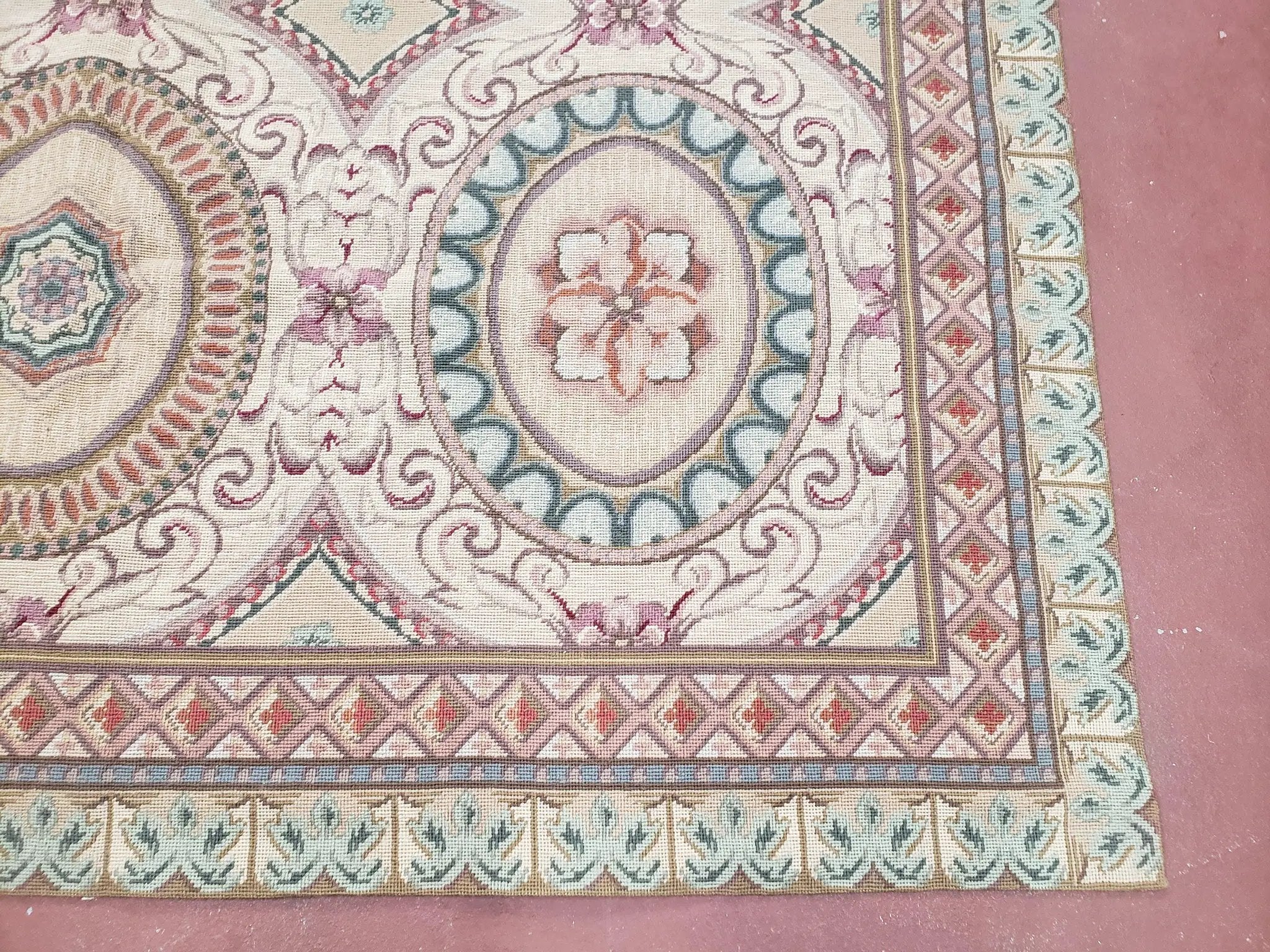 New Needlepoint Rug, 6x9 Needlepoint Carpet, Flatweave Rug, Vicotorian French European English Decor, Elegant Rug for Living Room, Handmade by Jewel Rugs