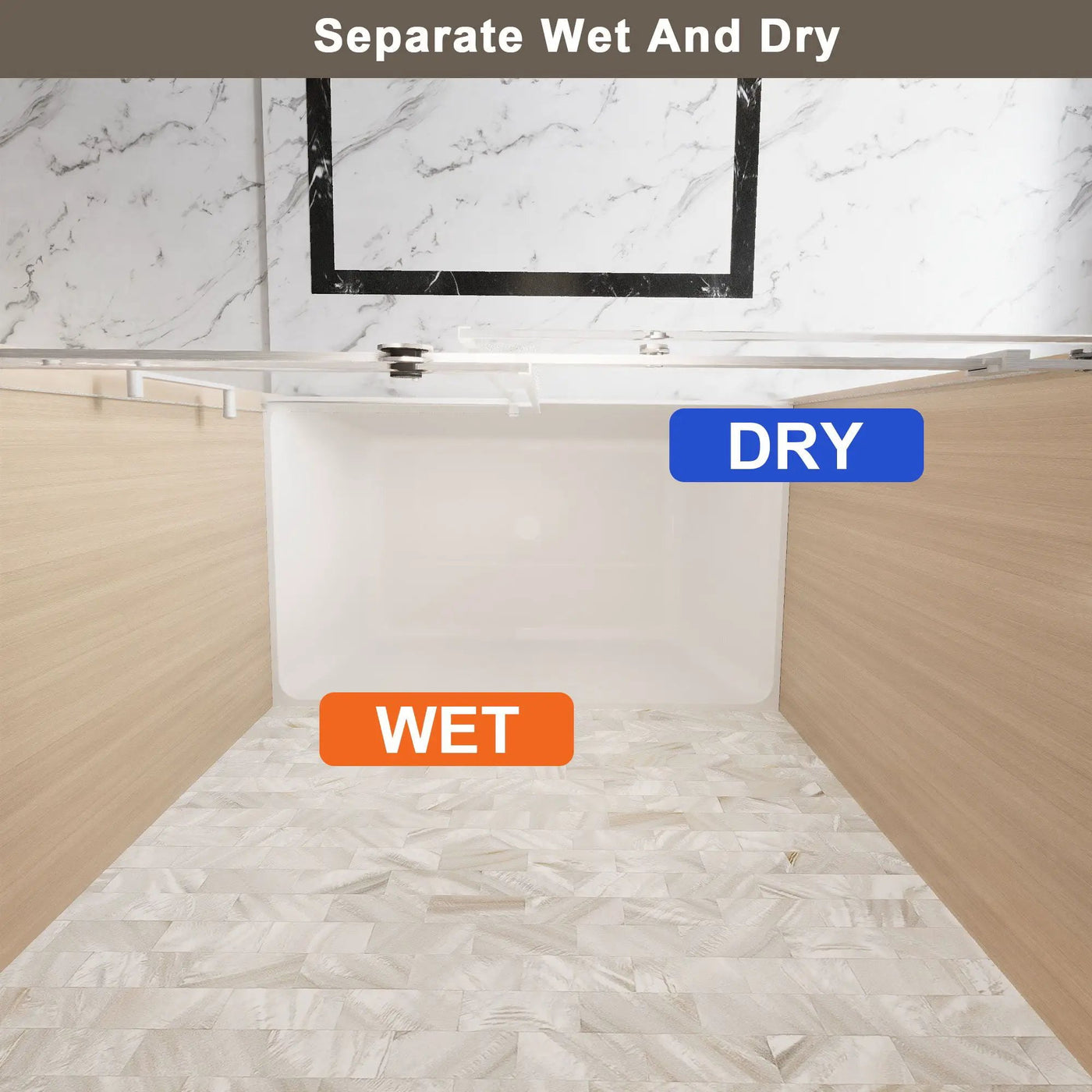 Frameless Single Sliding Shower Door & Handle And Square Tube Track by HouseOfZazla
