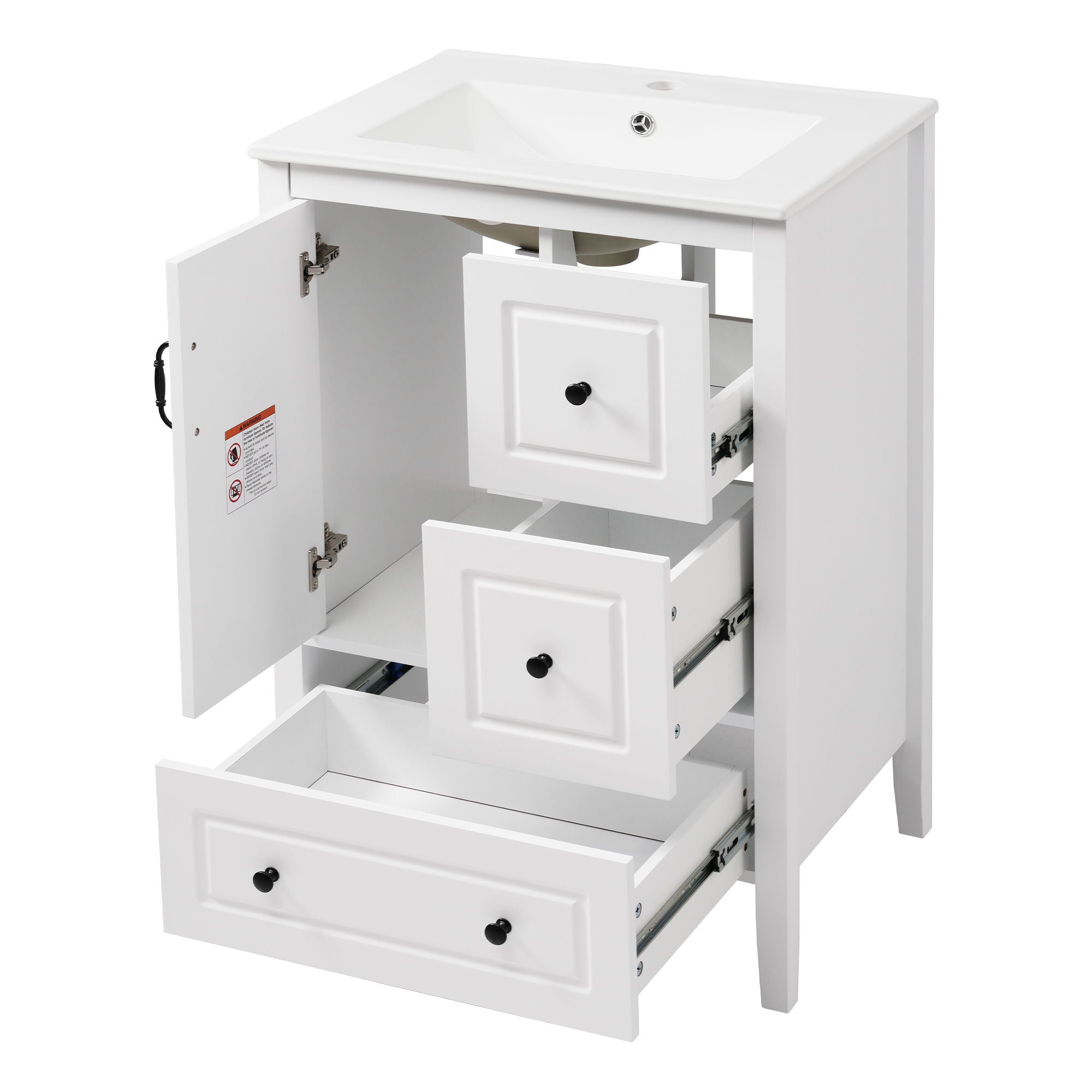 Retro Bathroom Vanity With Sink, Soft Closing Cabinet & Drawers by HouseOfZazla