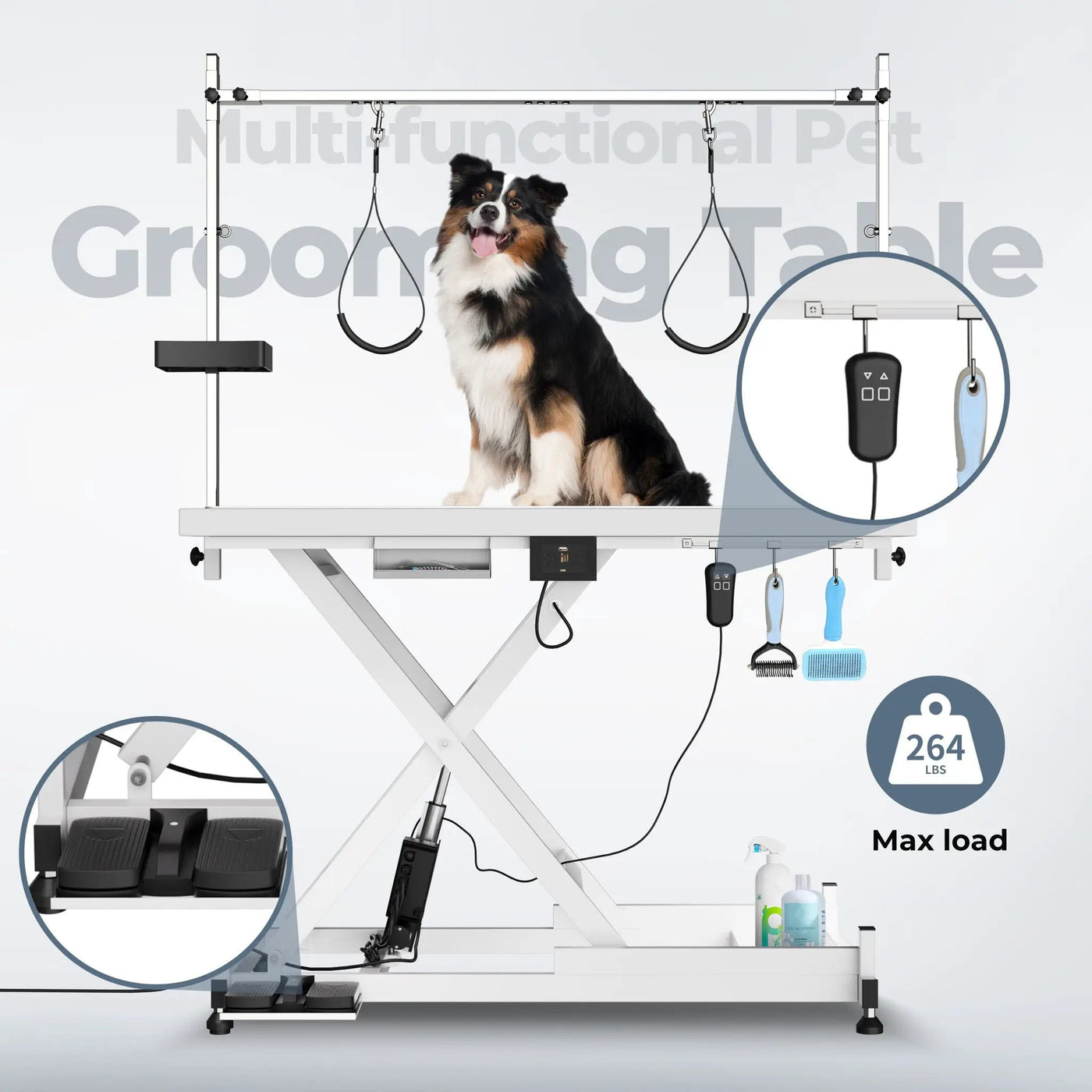 Super Deluxe Electric Pet Grooming Table, Height Adjustable by HouseOfZazla