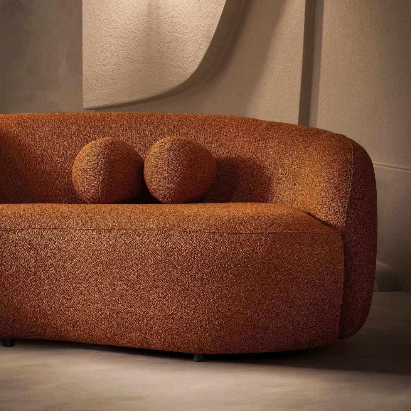 Drake - Japandi Style Curvy Boucle Sofa by HouseOfZazla
