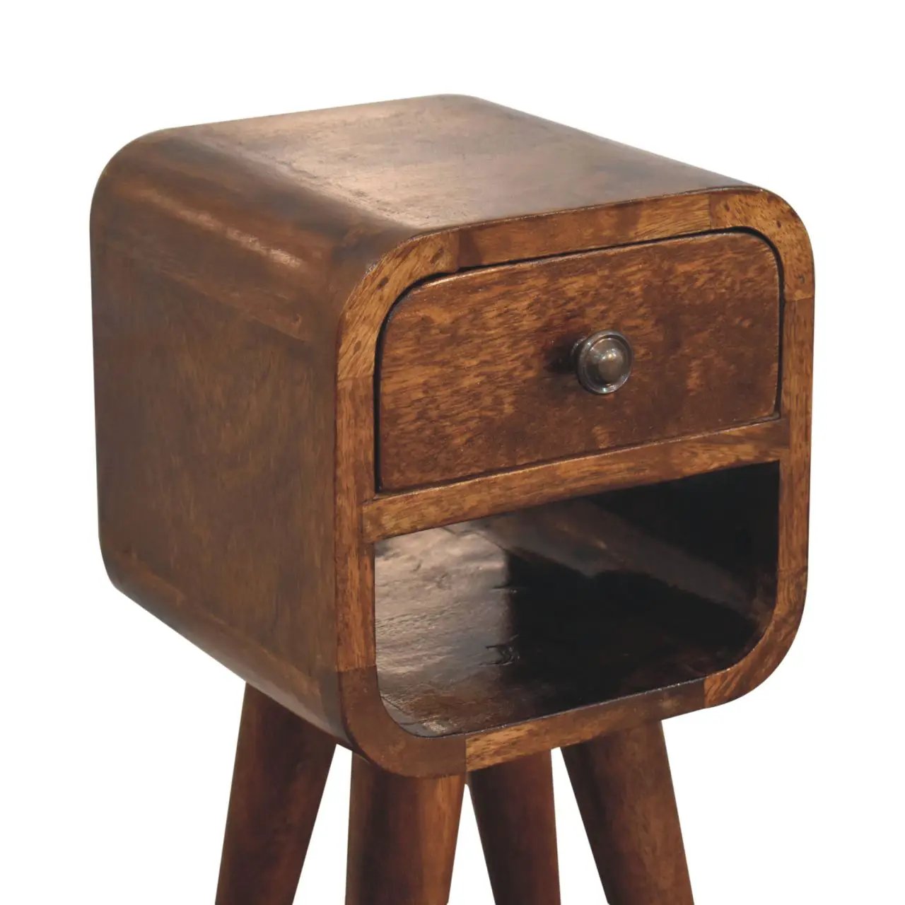 Solid Wood Extra Mini Chestnut Curve Lower Nightstand by HouseOfZazla