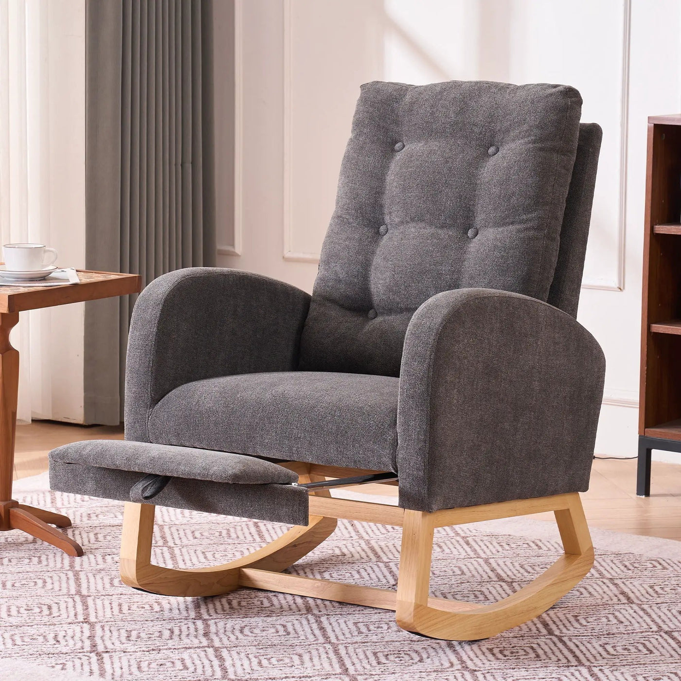 Accent Rocking Chair With Footrest, High Back by HouseOfZazla