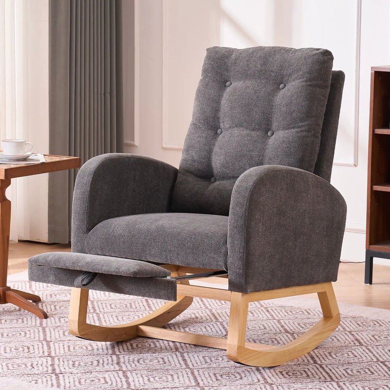 Accent Rocking Chair With Footrest, High Back