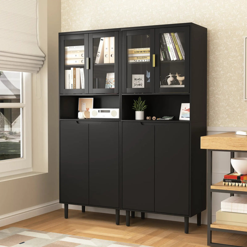 Tempered Glass Door Tall Storage Bookcase by HouseOfZazla