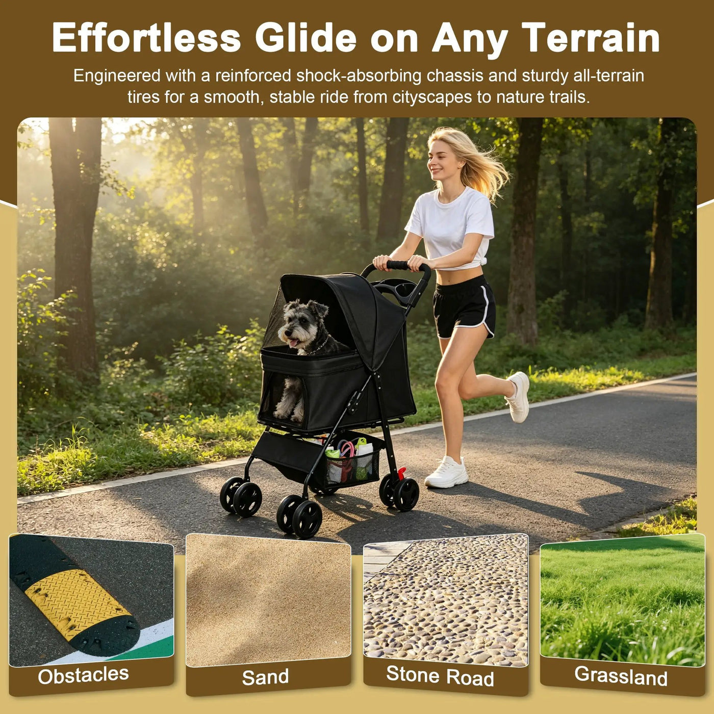 Foldable Pet Stroller for Small Dogs and Cats Under 28 lbs by HouseOfZazla