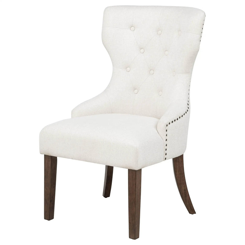 Baney Fabric Upholstered Dining Side Chair Cream and Dark Oak by Unique Piece Furniture