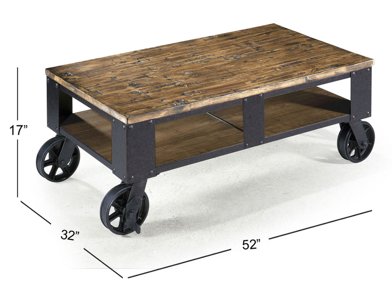 Pinebrook - Rectangular Cocktail Table (2 Braking Casters) - Distressed Natural Pine, photo 5 of 5