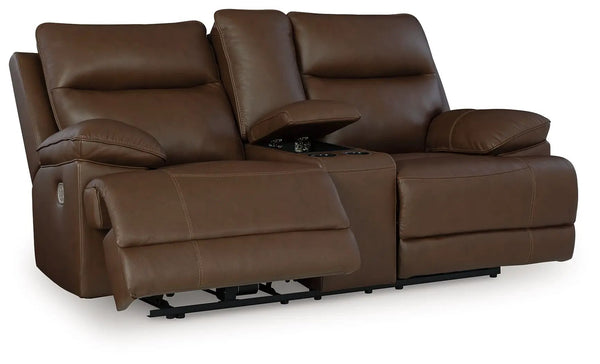 Vonryan - Causeuse Inclinable Électrique avec Console / Appuie-tête Ajustable - Tabac