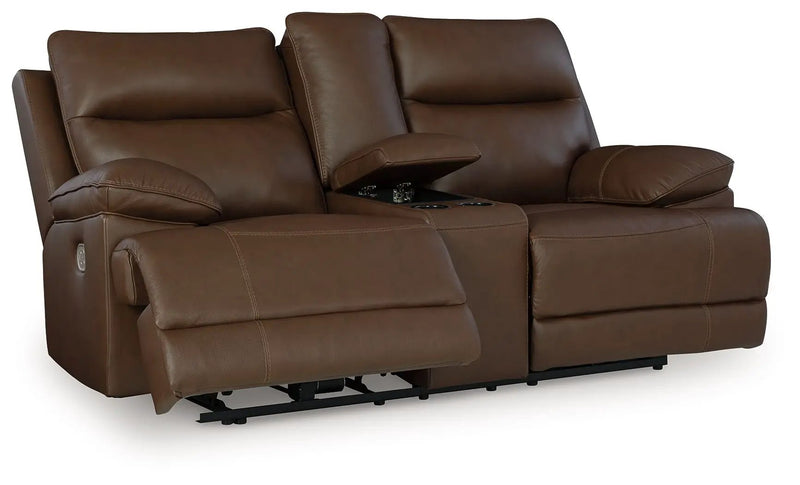 Vonryan - Power Reclining Loveseat With Console / Adj Headrest - Tobacco by Unique Piece Furniture
