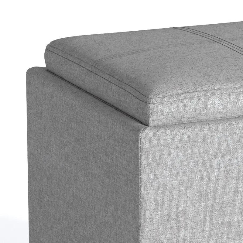 Rockwood - Upholstered Cube Storage Ottoman With Tray by HouseOfZazla