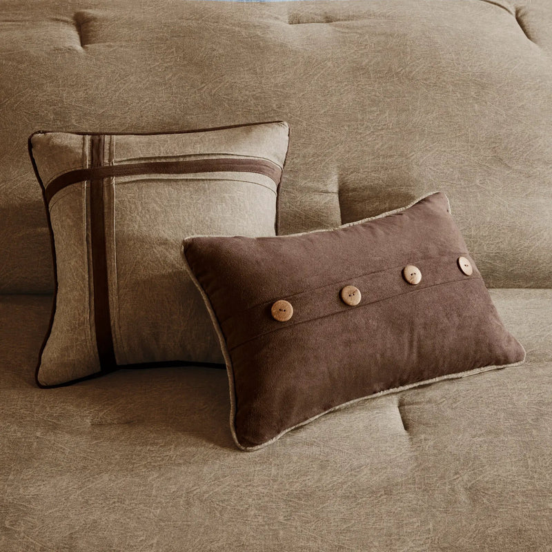 7 Piece Faux Suede Comforter Set Brown California King by HouseOfZazla