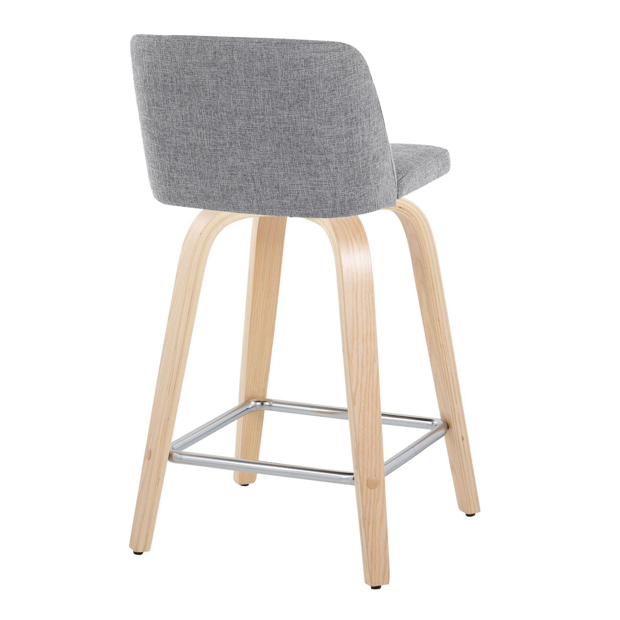 Toriano - Contemporary Fixed Height Counter Stool With Swivel With Square Footrest (Set of 2) by HouseOfZazla