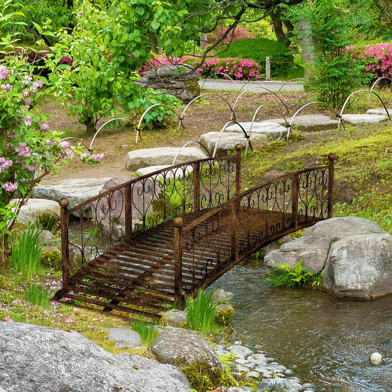 Outsunny 7' Metal Arch Garden Bridge with Safety Siderails by HouseOfZazla