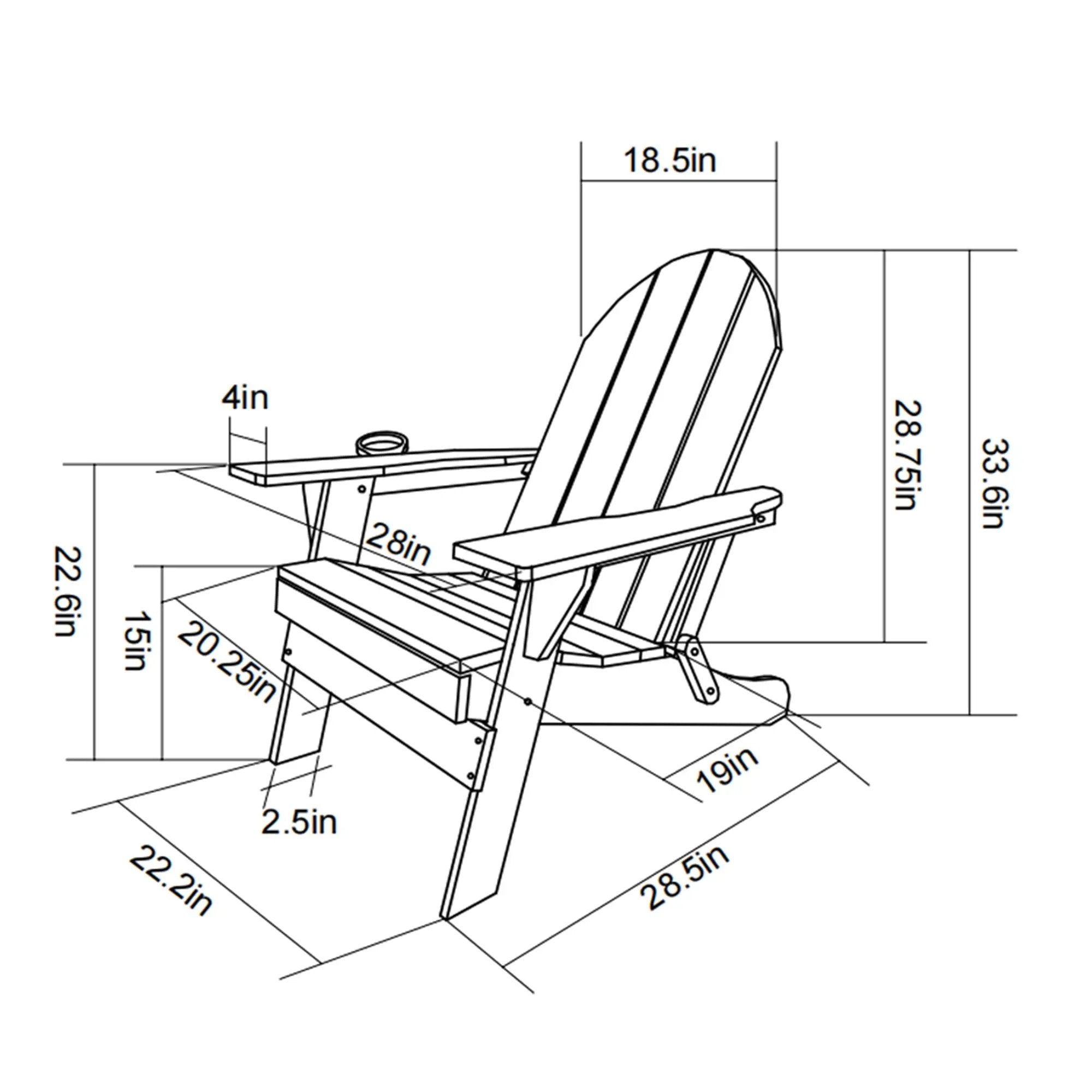 HDPE Folding Adirondack Chair with Dual Cup Holder - Gray by HouseOfZazla