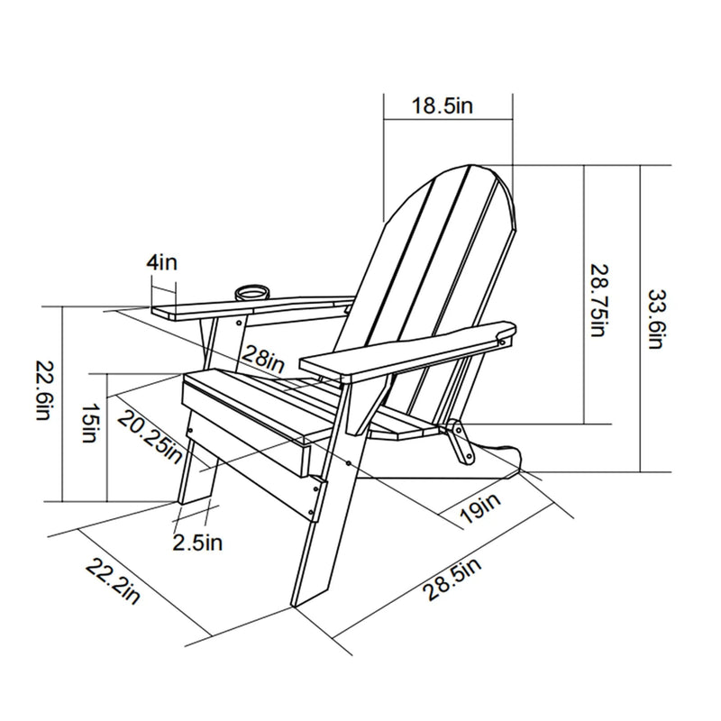 HDPE Folding Adirondack Chair with Dual Cup Holder - Gray by HouseOfZazla