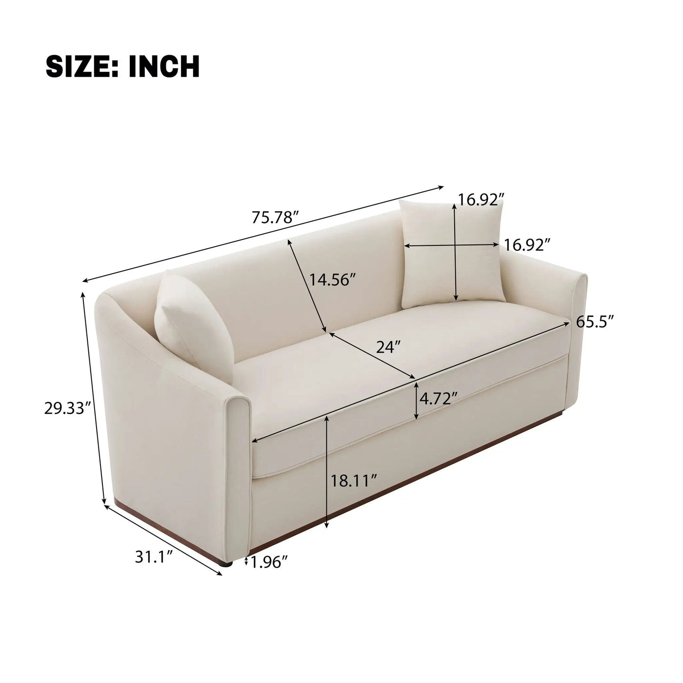 3 Seater Sofa With Wrap Around Armrests And Throw Pillows by HouseOfZazla