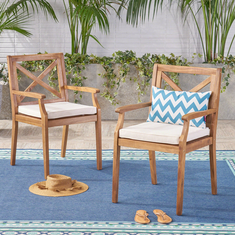 Perla Dining Chair 2-Piece Set with Cream Cushions by HouseOfZazla