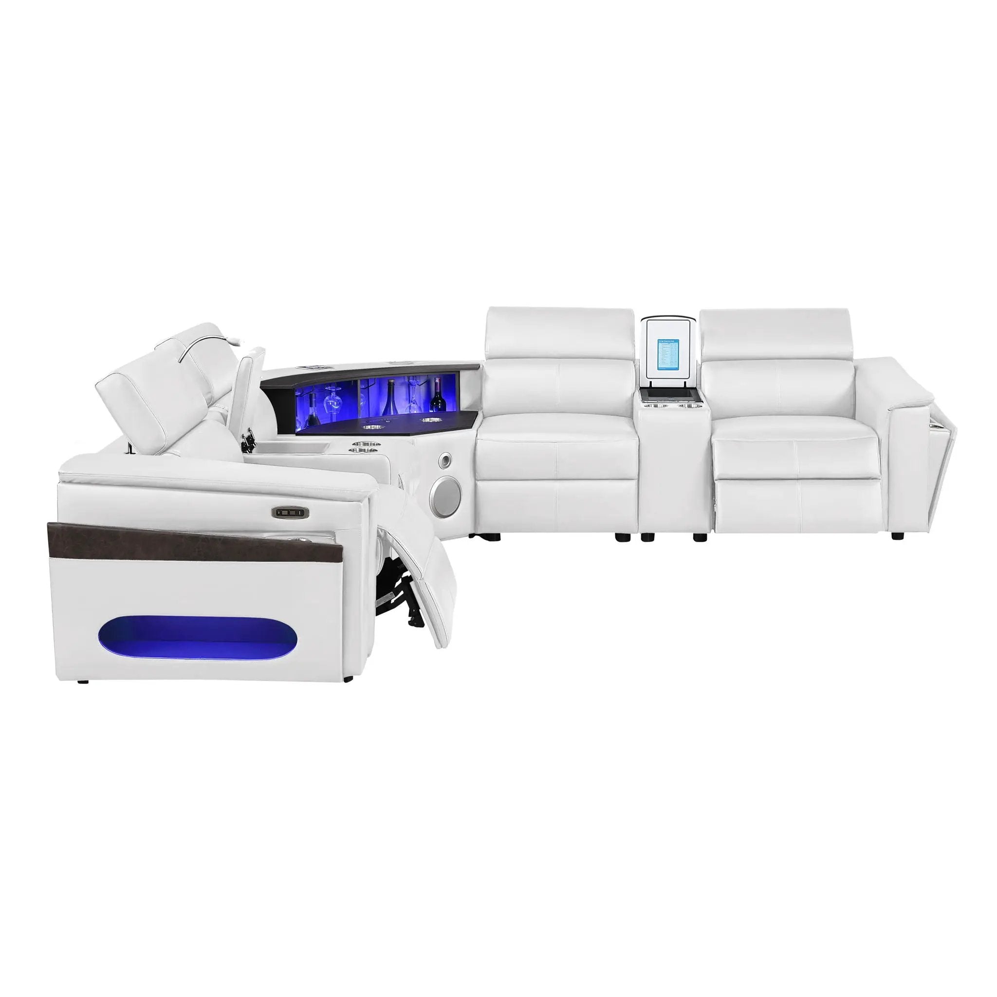 Nova - Sectional With Bluetooth Speaker, LED And Lifting Wine Cabinet by HouseOfZazla