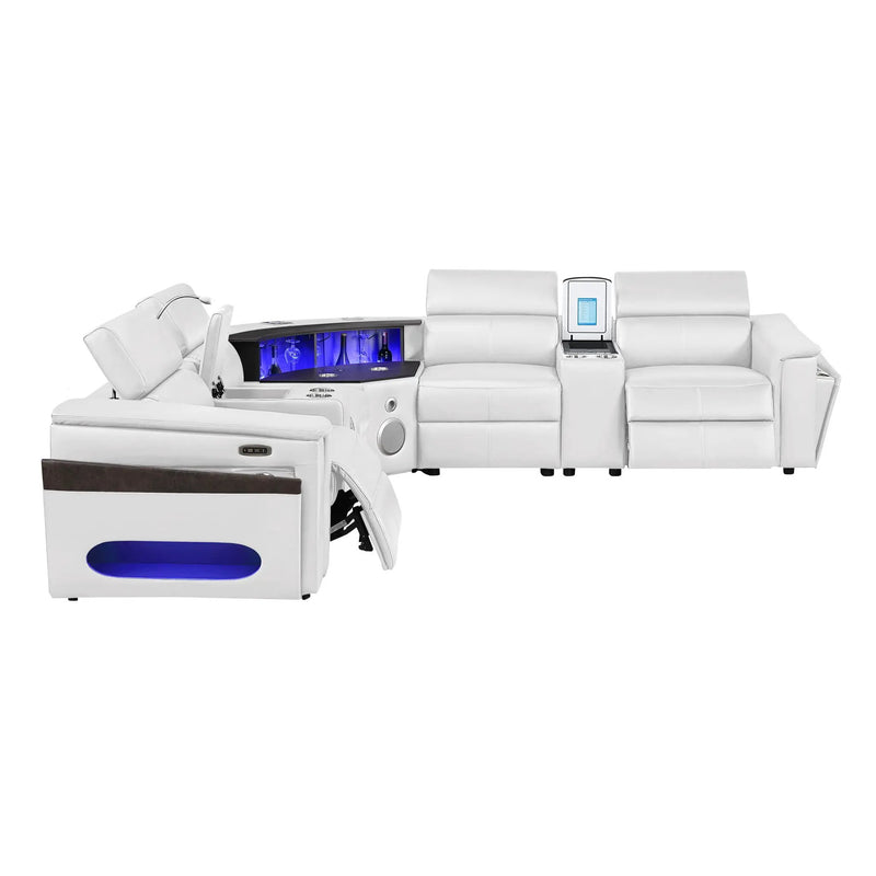 Nova - Sectional With Bluetooth Speaker, LED And Lifting Wine Cabinet by HouseOfZazla