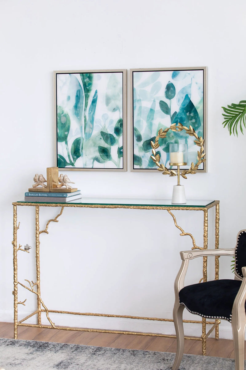 14.2x3.5x19.7" Iron Floral Hurricane With Marble Base by HouseOfZazla
