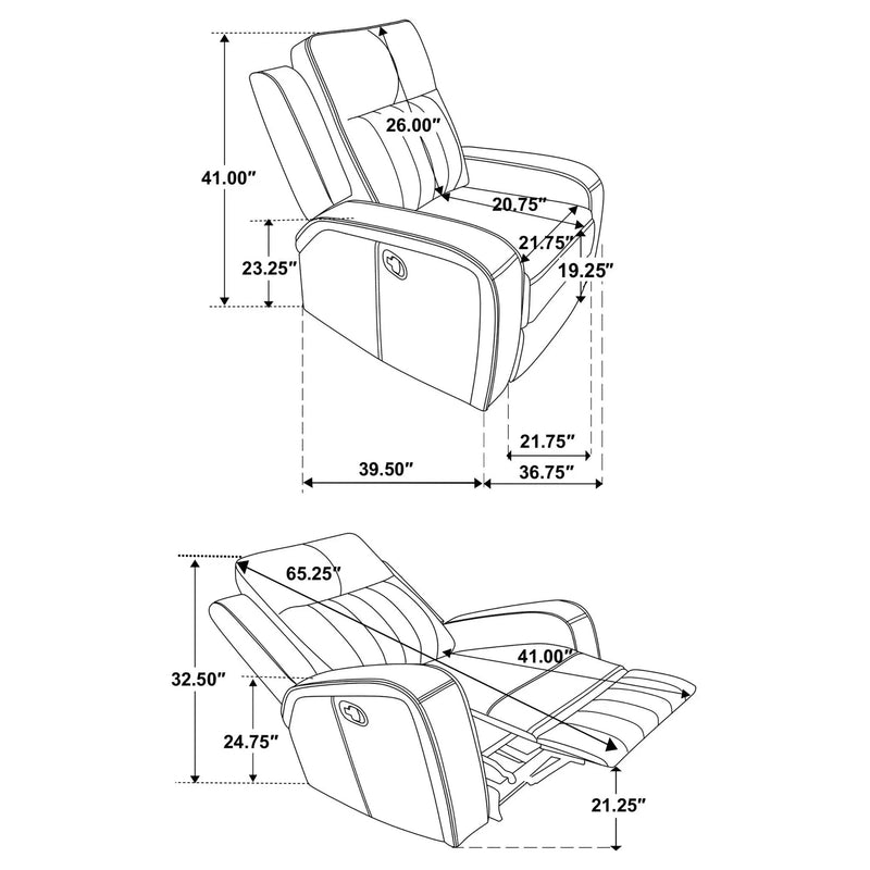 Forrest - Recliner Chair With Tufted Upholstery - Gray by Unique Piece Furniture