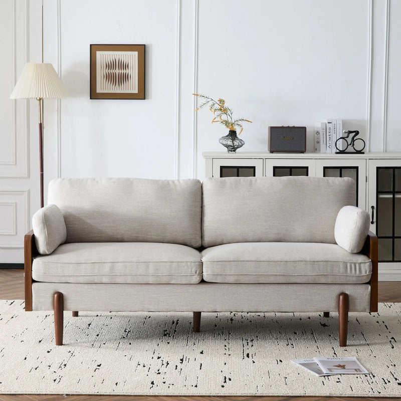 Mid Century Moderne Sofa With Wood Sides