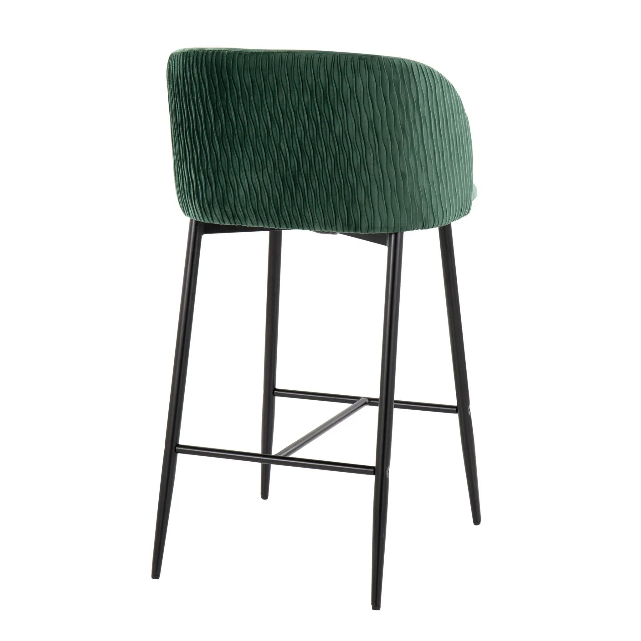 Fran - Pleated Waves Contemporary Fixed Height Counter Stool (Set of 2) by HouseOfZazla