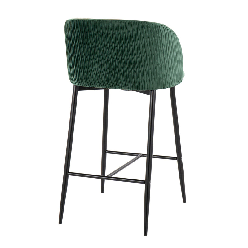 Fran - Pleated Waves Contemporary Fixed Height Counter Stool (Set of 2) by HouseOfZazla