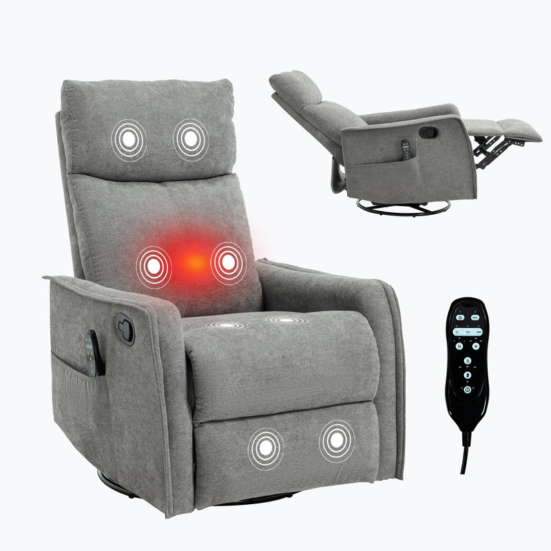 Heat Massage Manual Recliner Chair with Rocker and Swivel by HouseOfZazla