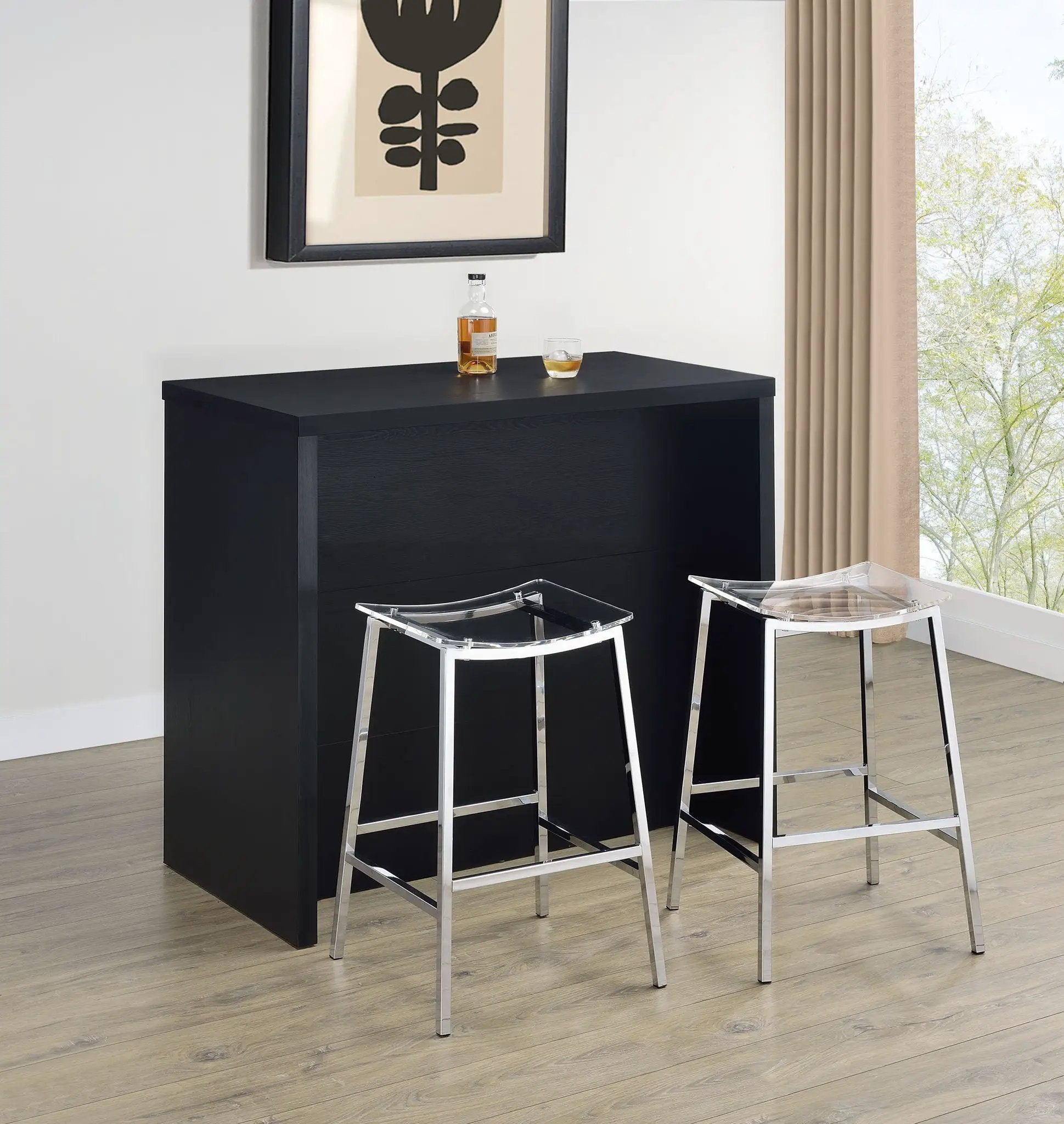 Topanga Engineered Wood Freestanding Home Bar Black by Unique Piece Furniture