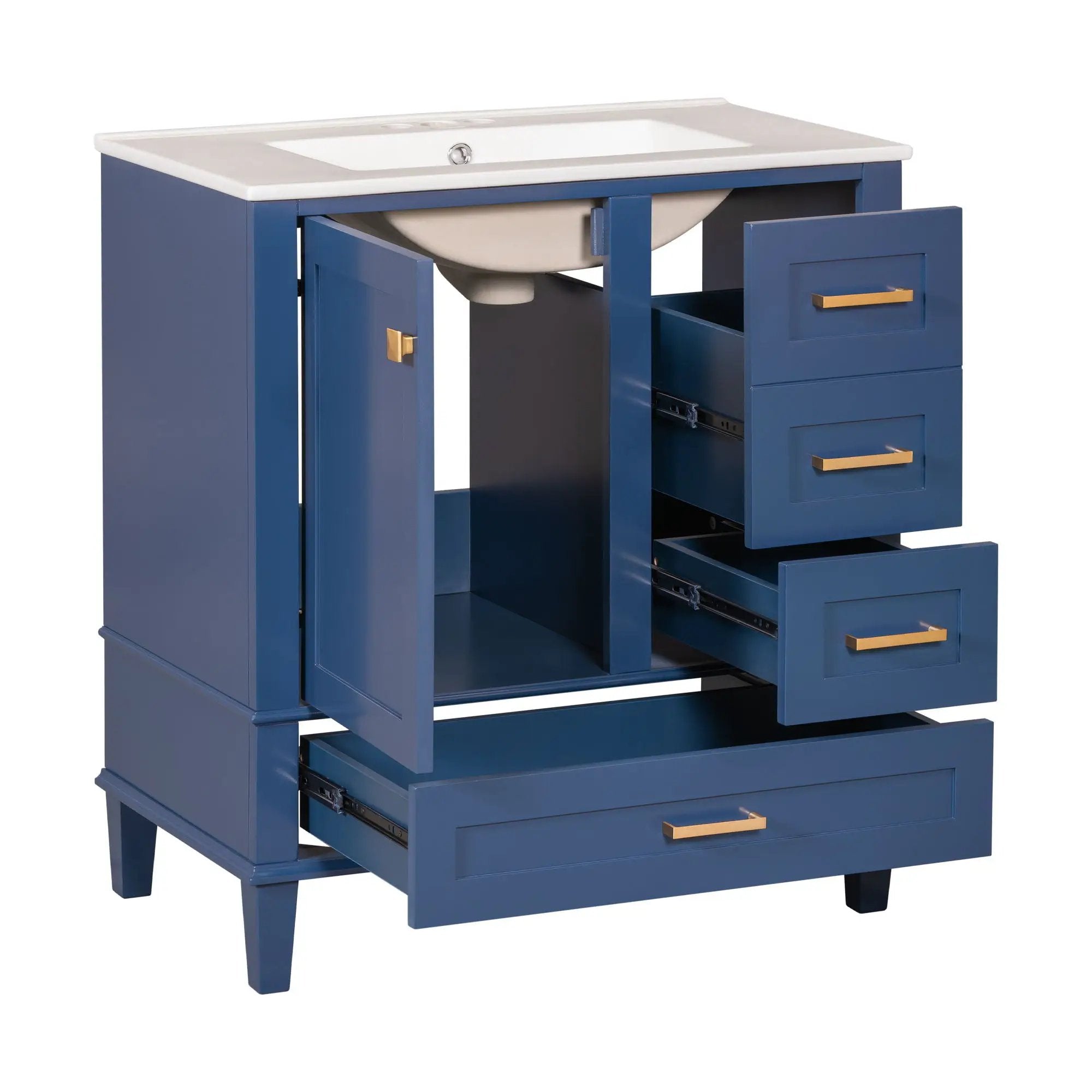 Bathroom Vanity, Modern Bathroom Cabinet With Sink Combo Set, Bathroom Storage Cabinet With A Soft Closing Door And 3 Drawers, Solid Wood Frame by HouseOfZazla