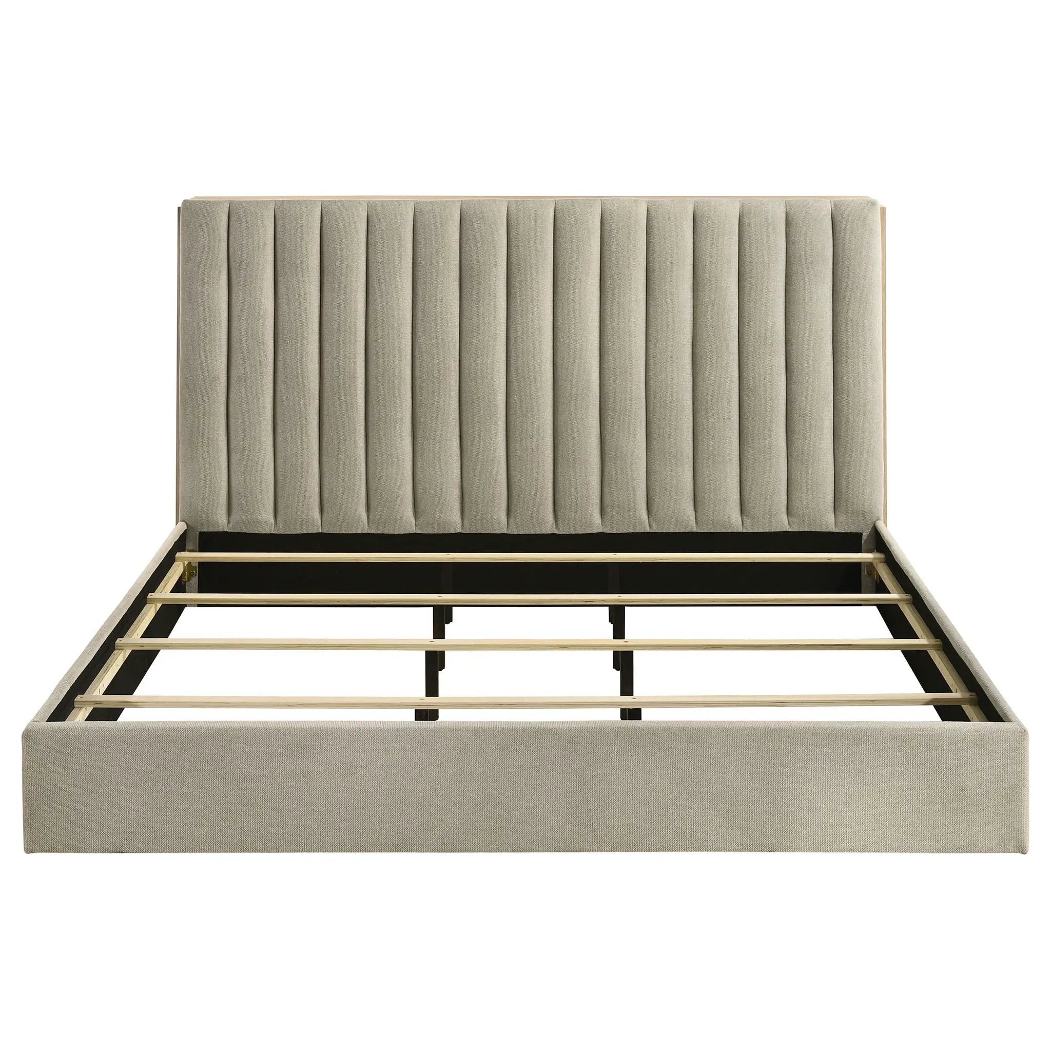 Arielle Eastern King Bookcase Panel Storage Bed Light Oak by Unique Piece Furniture