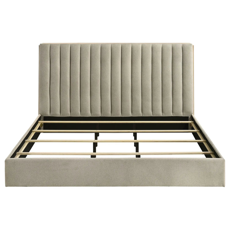Arielle Eastern King Bookcase Panel Storage Bed Light Oak by Unique Piece Furniture
