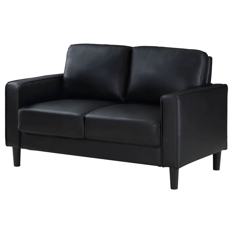 Ruth Upholstered Track Arm Loveseat Black by Unique Piece Furniture