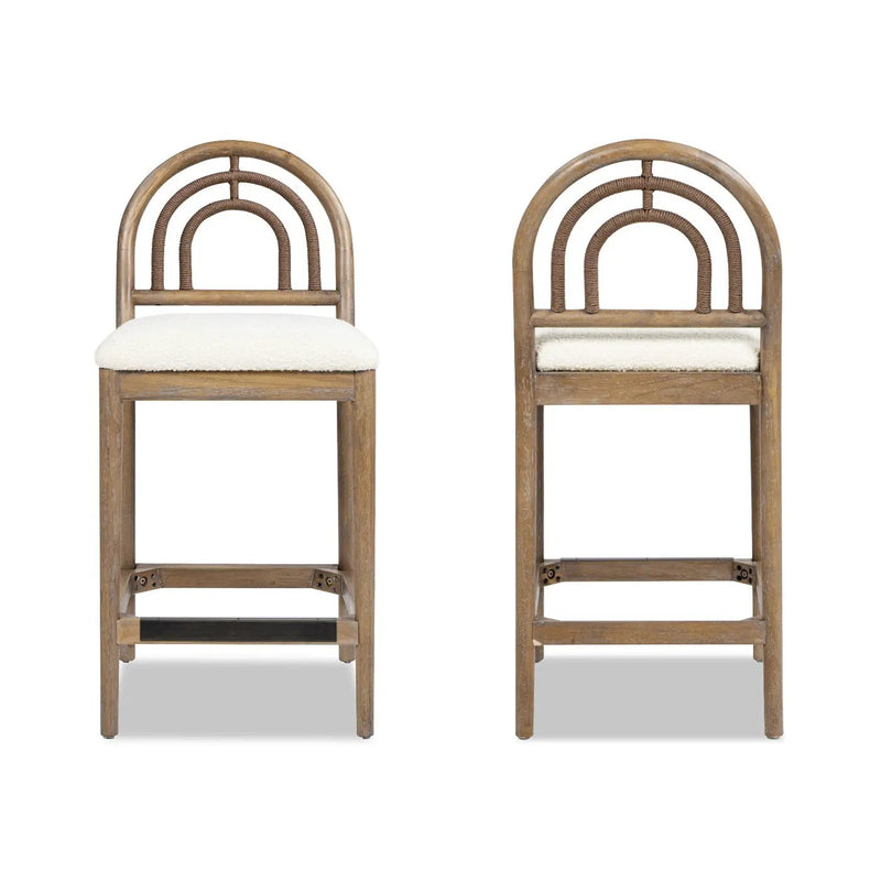Leon - Arched Back & Upholstered Counter Stool (Set of 2) - Ivory White by HouseOfZazla