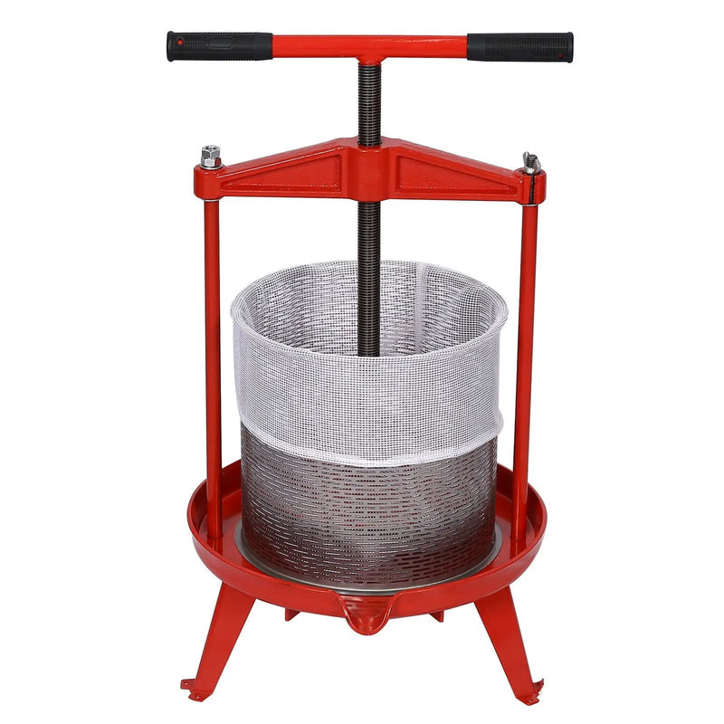 Fruit and Wine Press With T-Shaped Hand Shank, 3.69 Gallon / 14L - Red by HouseOfZazla