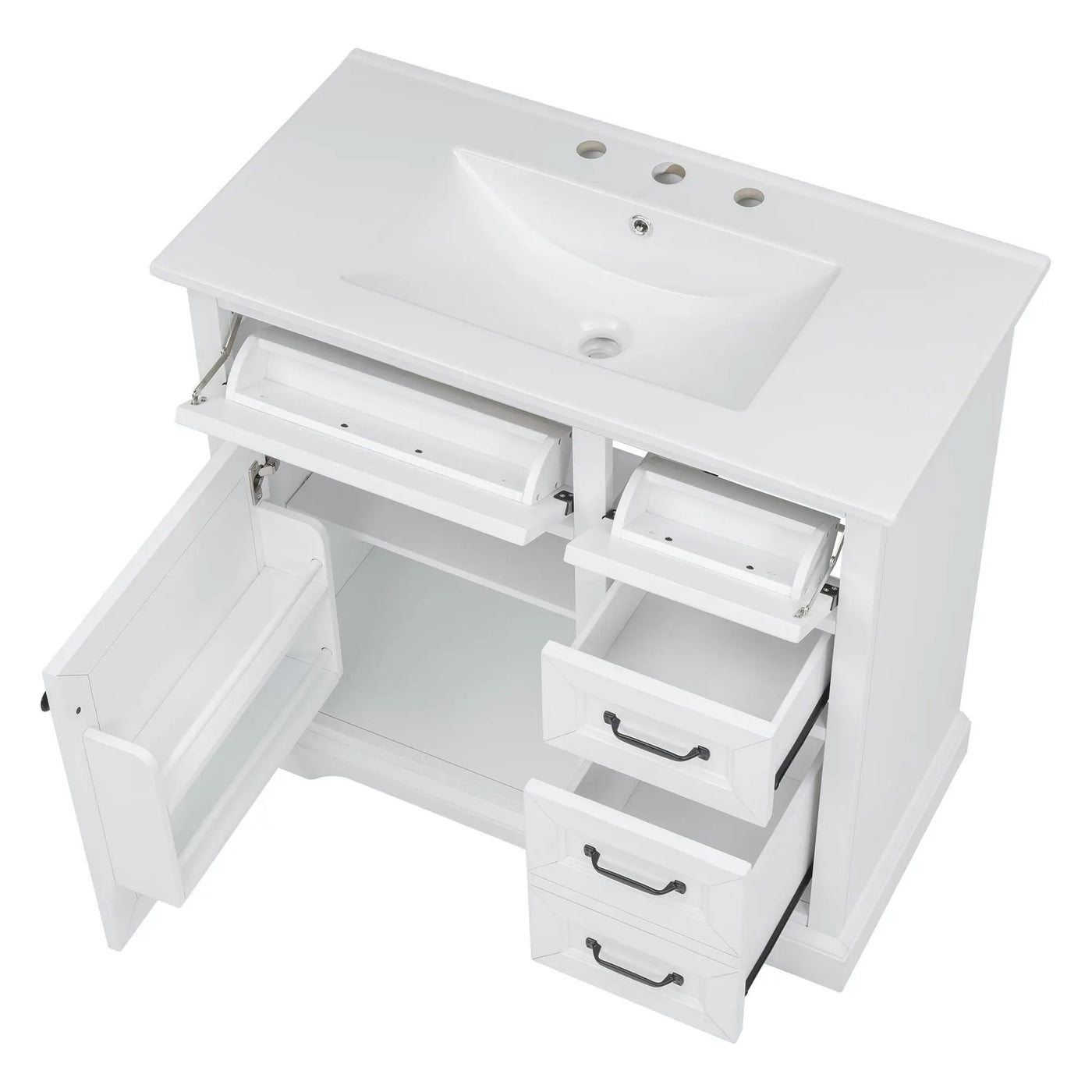 36" Bathroom Vanity With Sink, 2 Tip-Out Drawers, Soft Close Hinges by HouseOfZazla
