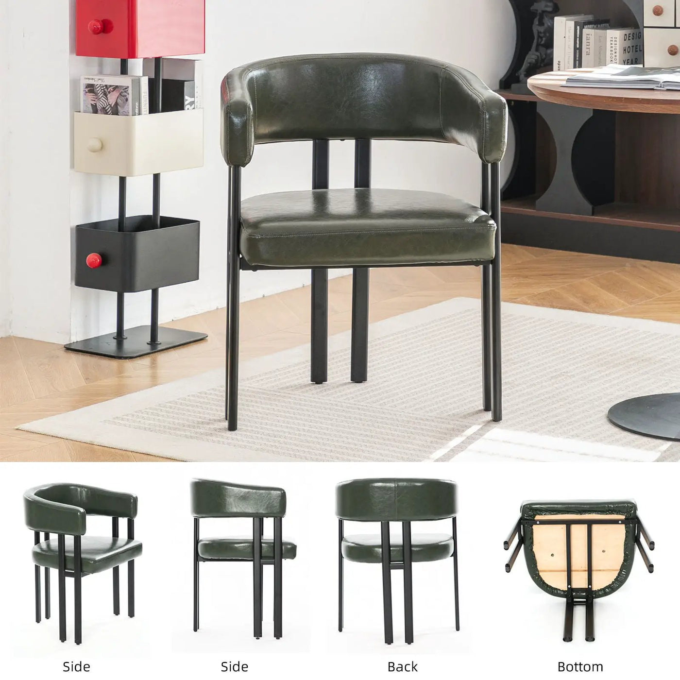 Modern Dining Upholstered Barrel Chair With Curved Back And Armrests by HouseOfZazla