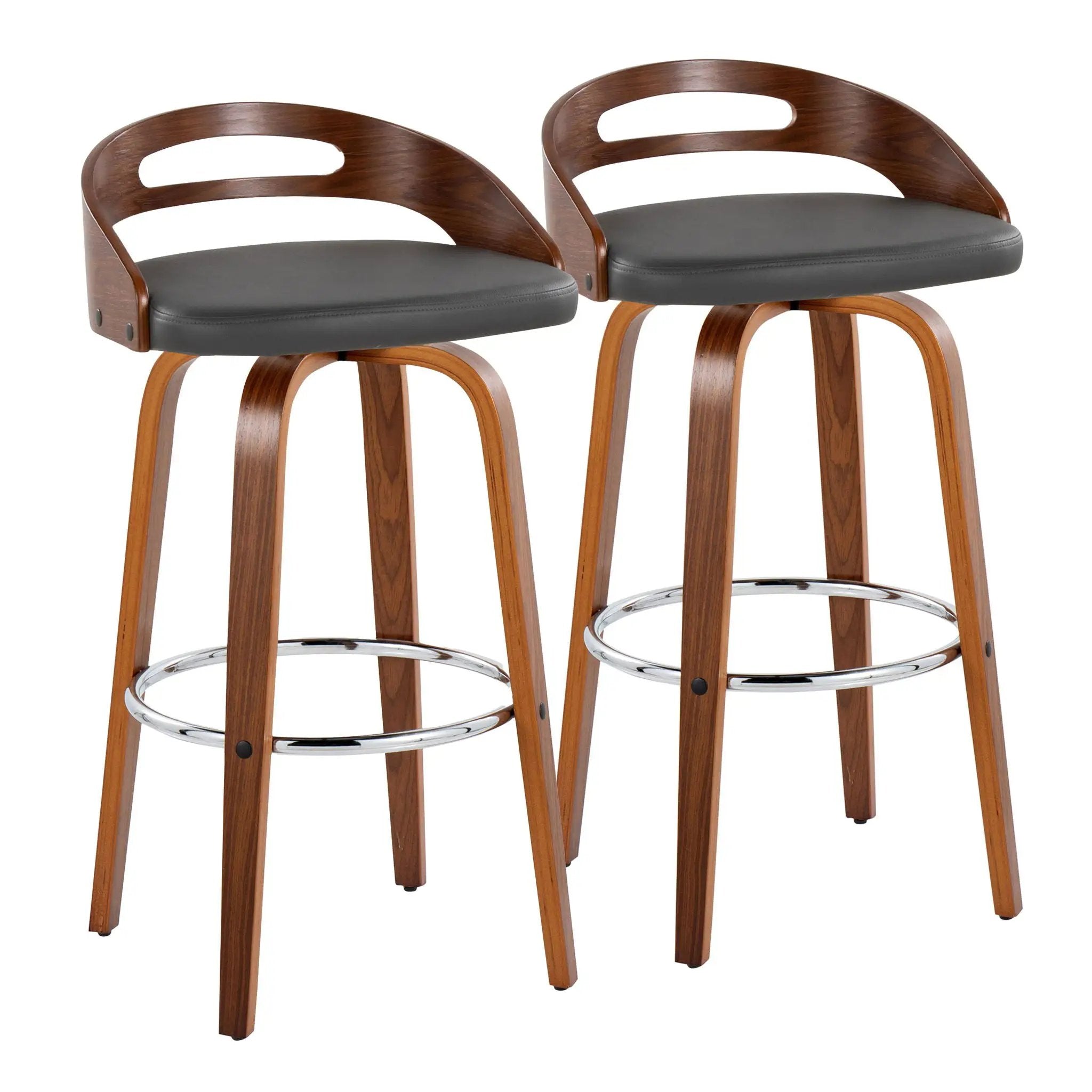 Cassis - Contemporary Fixed Height Barstool With Swivel With Round Footrest (Set of 2) by Unique Piece Furniture