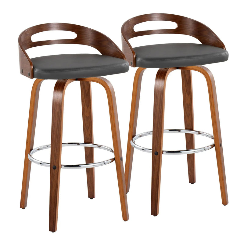 Cassis - Contemporary Fixed Height Barstool With Swivel With Round Footrest (Set of 2) by HouseOfZazla