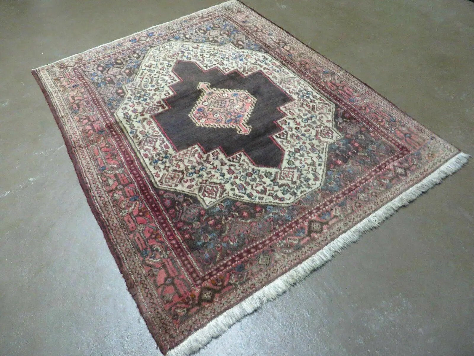 4' X 5' Antique Handmade India Floral Oriental Wool Rug Brown Vegetable Dyes by Jewel Rugs