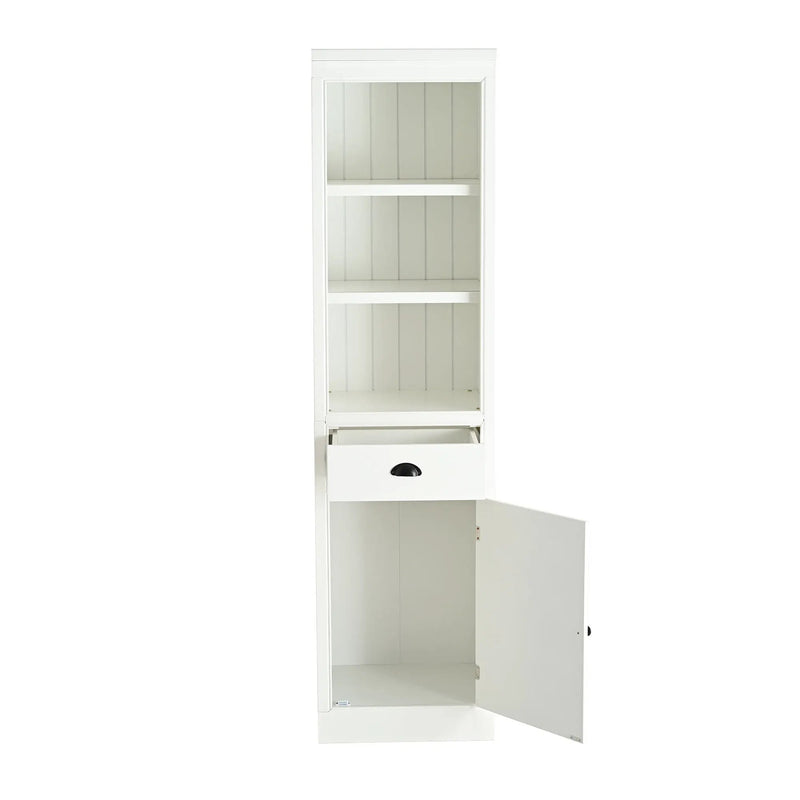 Retro Style 75'' Tall Display Shelf With Cabinet For Hallways Living Room Kitchen - White by HouseOfZazla