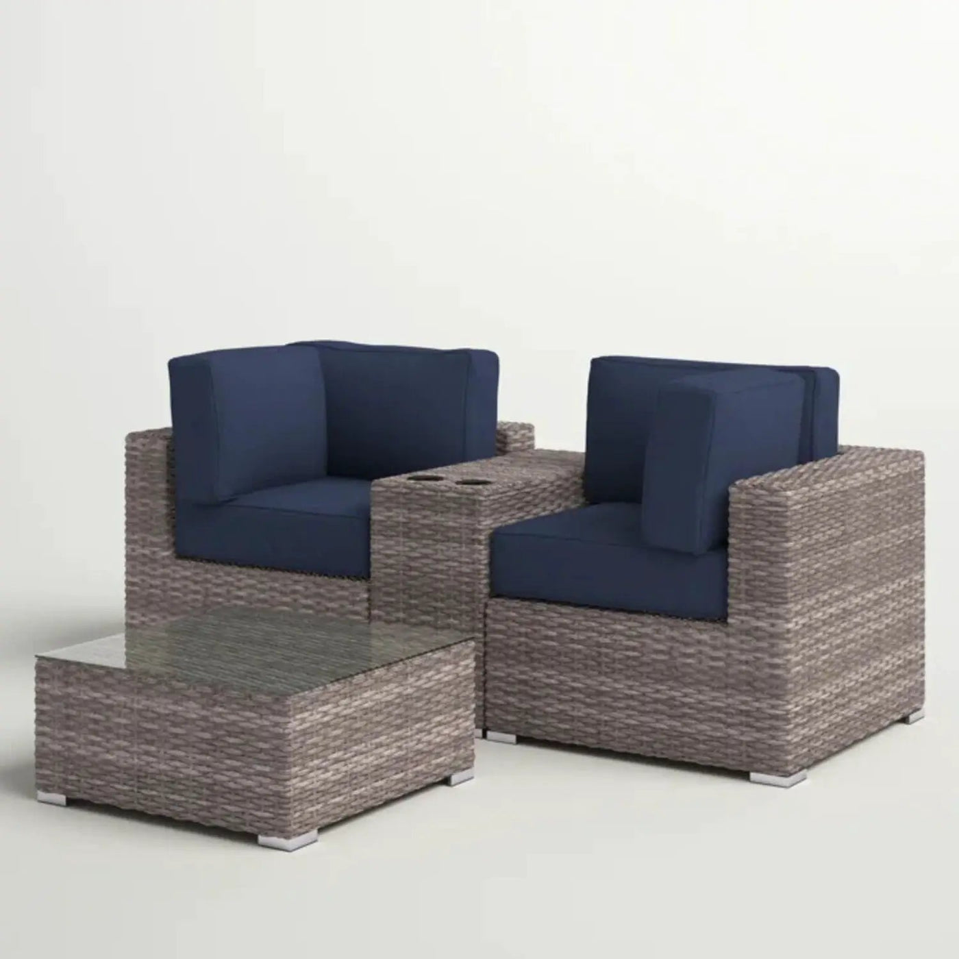 Wicker Seating Group Set With Table And Cushions by Unique Piece Furniture
