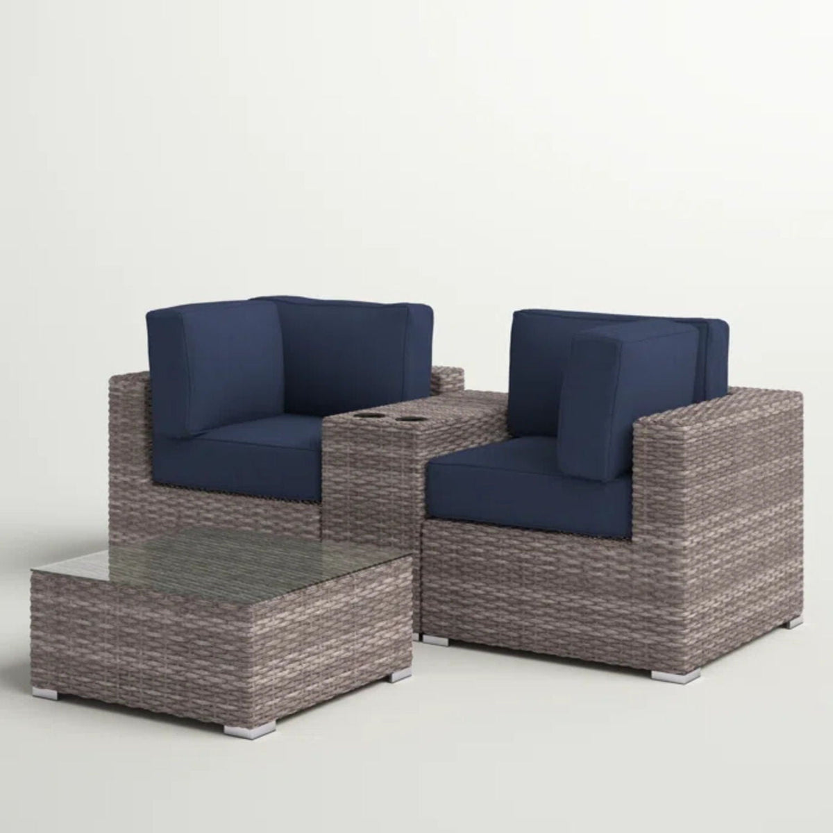 Wicker Outdoor Seating Group Set with Cushions and Table - Multiple Colors, photo 8 of 40