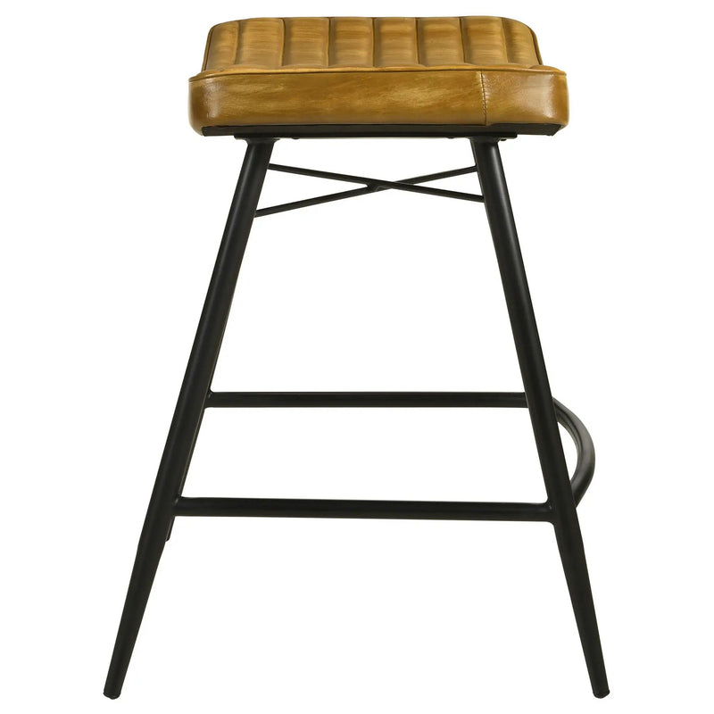 Bayu Leather Upholstered Counter Stool Camel (Set of 2) by Unique Piece Furniture