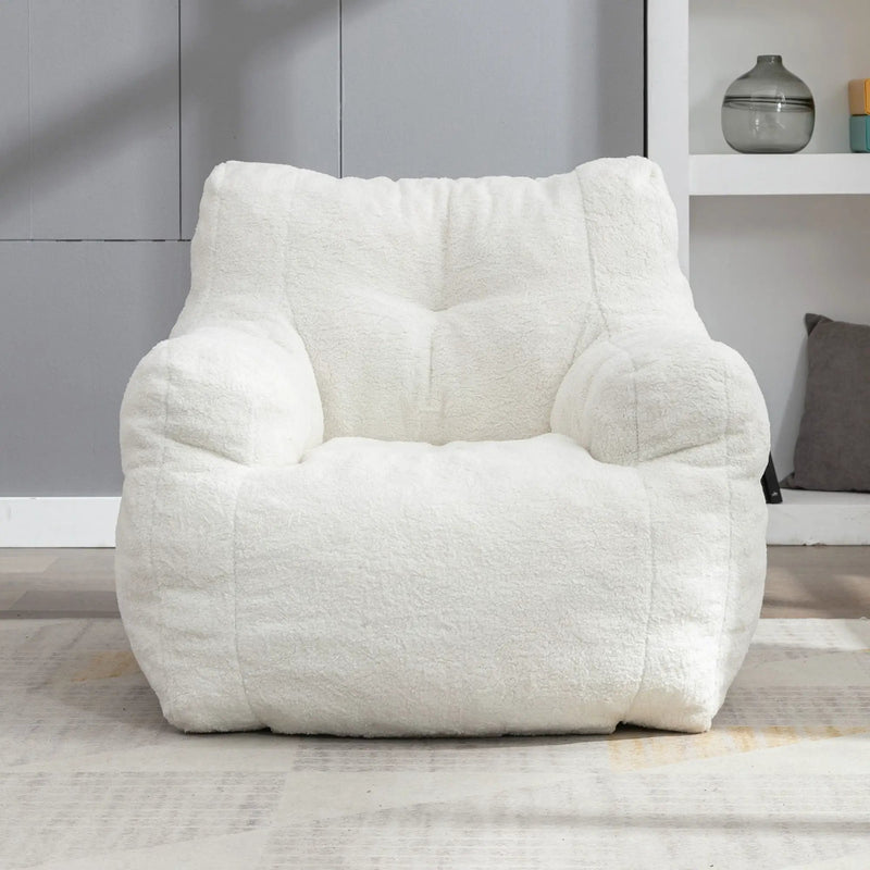 Soft Teddy Fabric Tufted Foam Bean Bag Chair With Teddy Fabric by Unique Piece Furniture