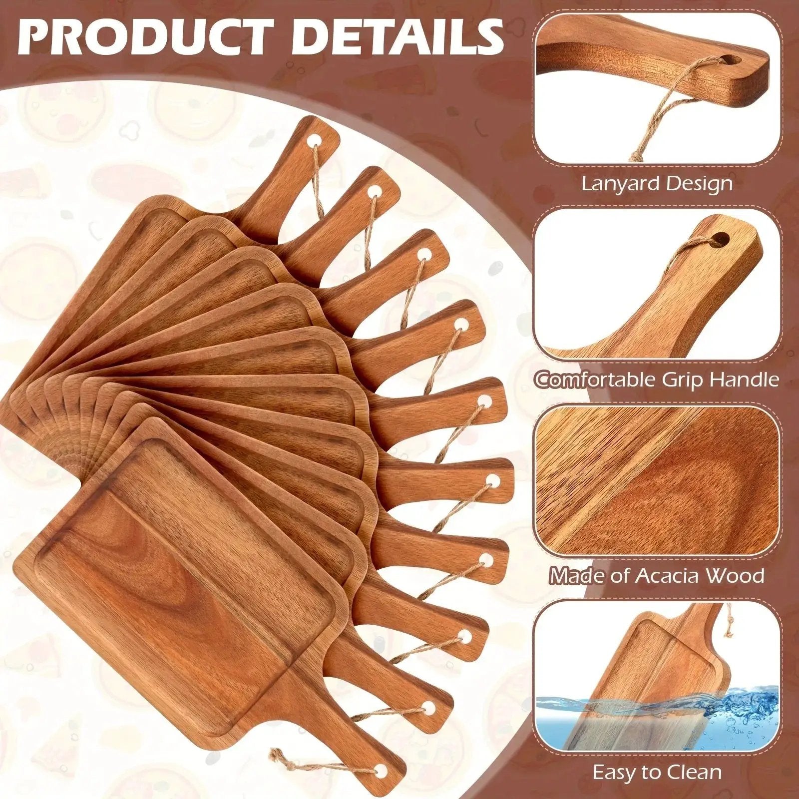 Acacia Wood Cutting Board with Handle, Charcuterie Platter & Serving Tray by House Of Avana