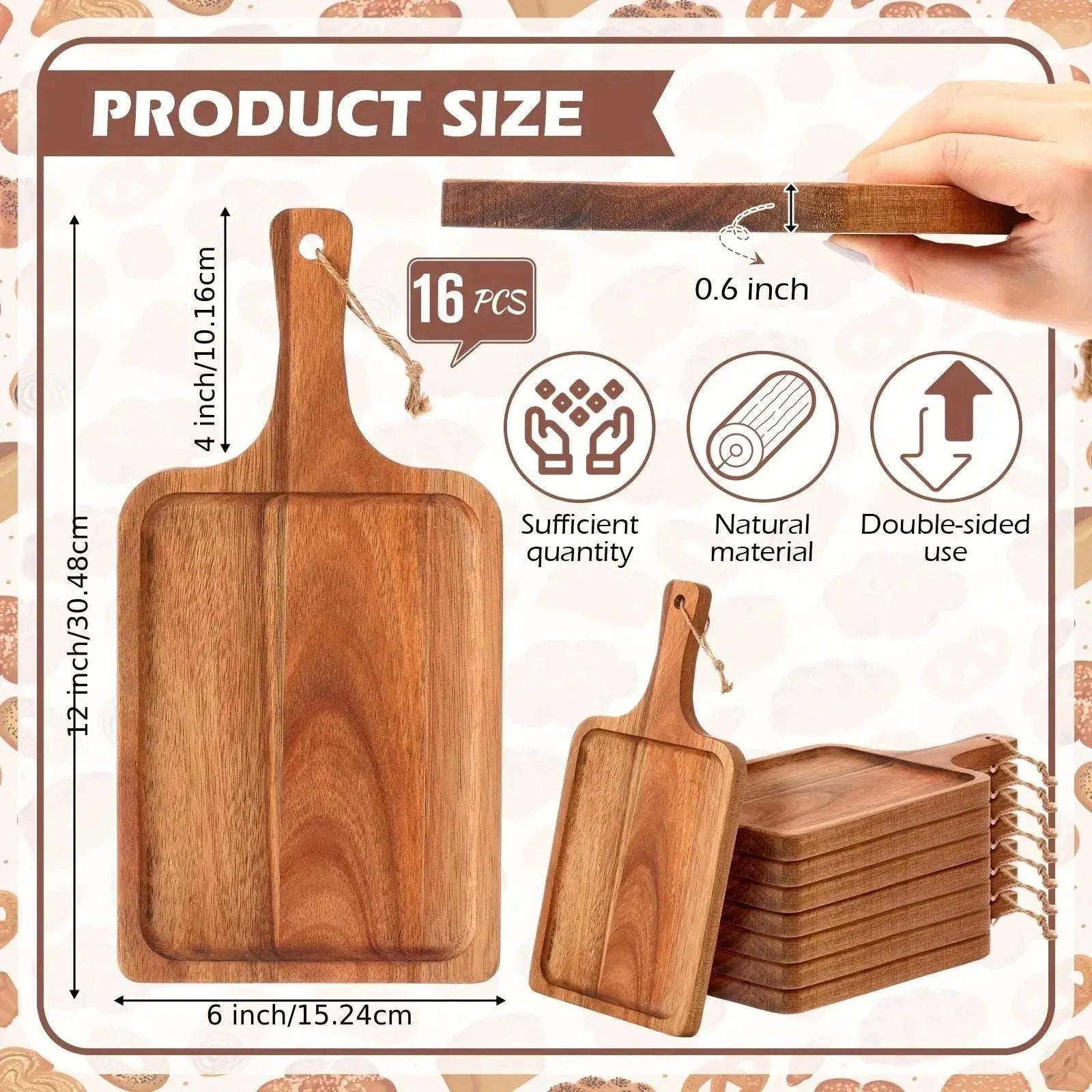 Acacia Wood Cutting Board with Handle, Charcuterie Platter & Serving Tray by House Of Avana